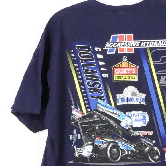 Craig Dollansky Shirt Mens 2XL Blue Aggressive Hydraulics Racing Sprint Car Tee - Picture 8 of 13
